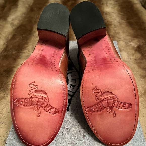 Freebird by Steven Randi Dusty Rose and Brown Leather Chunky Heel Shoes - Picture 5 of 5